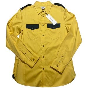 NWT Calvin Klein Yellow & Blue button up .